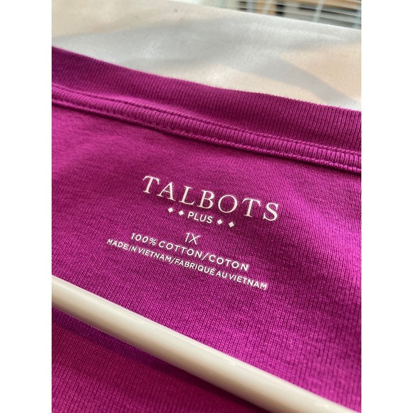 Talbots Plus Womens Pink Cotton Blend Long Sleeve Scoop Neck Top Size 1X Coastal - Picture 9 of 10